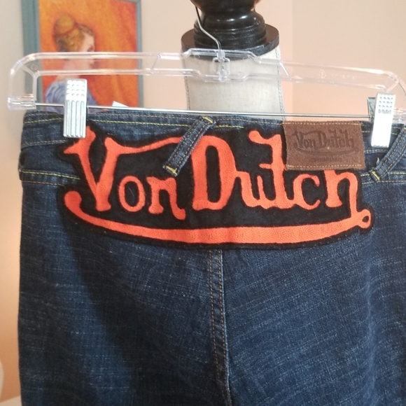 Von Dutch Denim - Von Dutch Orange Bad Ass Patch Flare Low Jeans 28